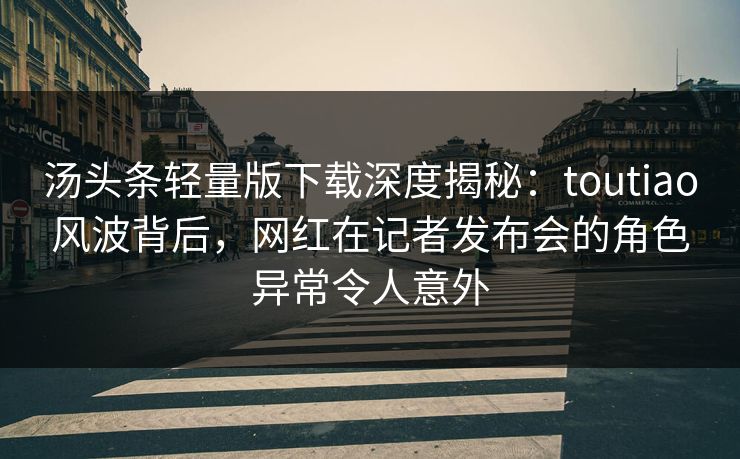 汤头条轻量版下载深度揭秘：toutiao风波背后，网红在记者发布会的角色异常令人意外
