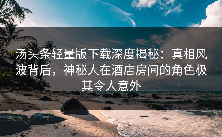 汤头条轻量版下载深度揭秘：真相风波背后，神秘人在酒店房间的角色极其令人意外