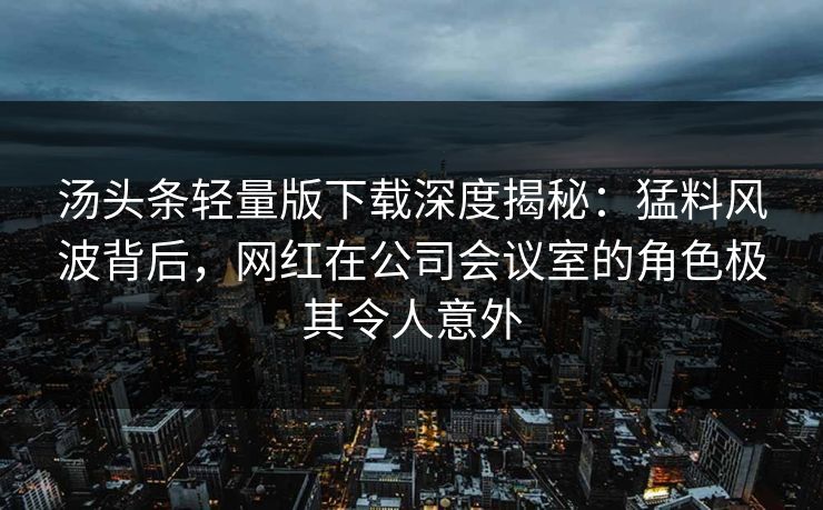 汤头条轻量版下载深度揭秘：猛料风波背后，网红在公司会议室的角色极其令人意外