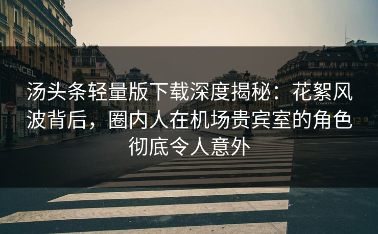 汤头条轻量版下载深度揭秘：花絮风波背后，圈内人在机场贵宾室的角色彻底令人意外